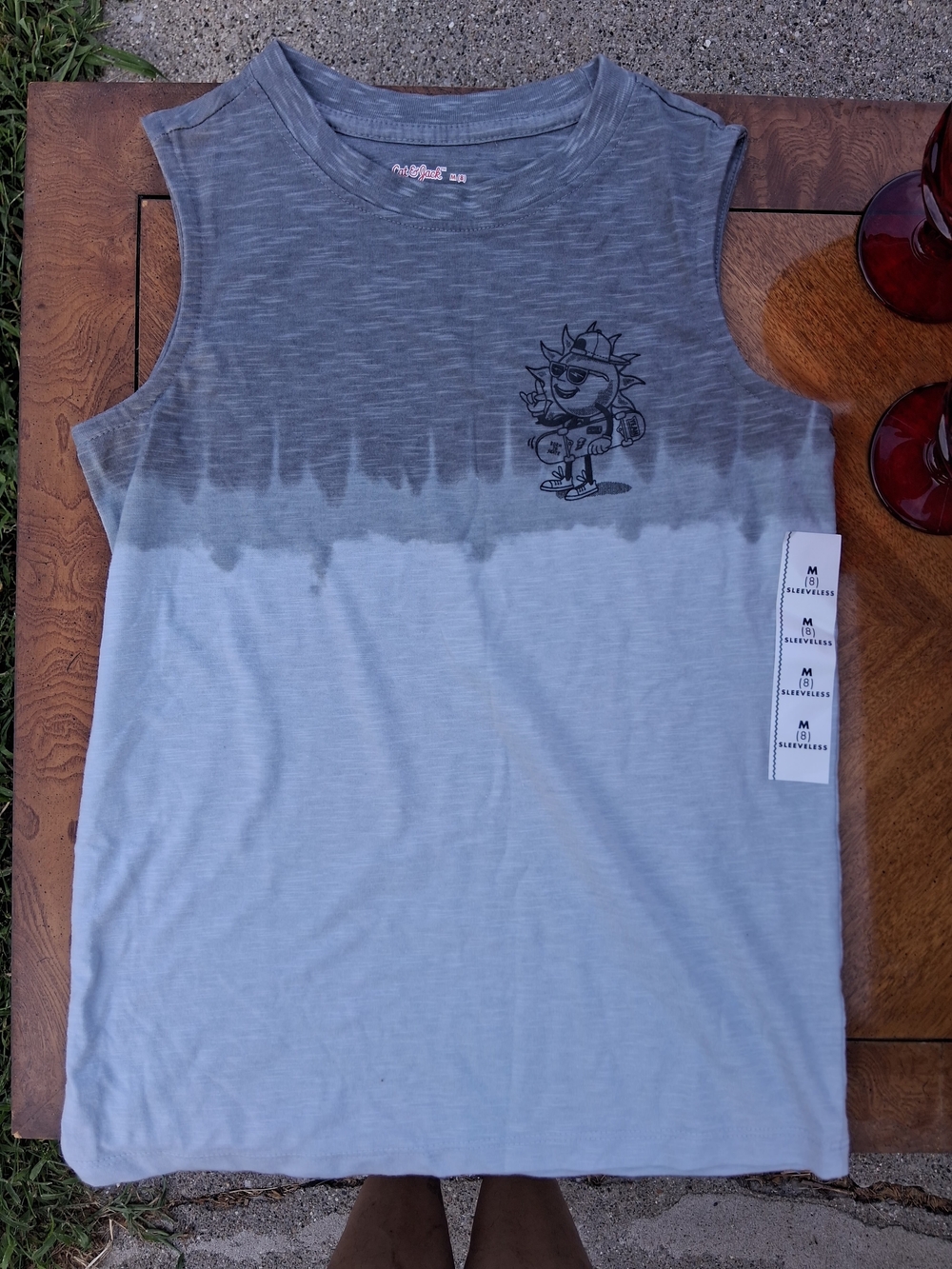 Cat & Jack Men's Dip-Dye Sleeveless Tank Top - Gray & Light Blue
